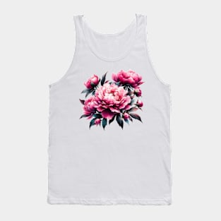 botanic watercolors, pink flowers peony flowers Tank Top